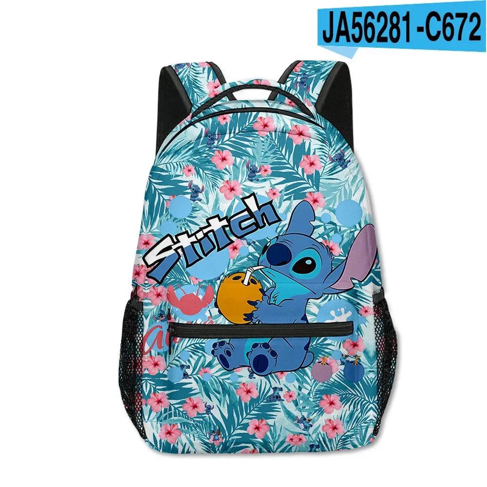 Stitch Primary School Student Anime Backpack Cartoon Large Capacity School Bag Printing Anime Kawaii Cartoon School Bag Mochila - AIAZ