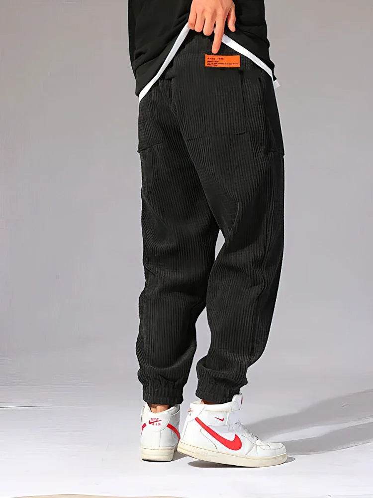 Baggy Corduroy Jogger Pants Men Tech Fleece Sweatpants Man Autumn Winter Casual Harem Pants Male Sport Thermal Trousers - AIAZ