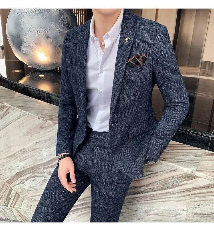 2025 Suit (Blazer+ Pants) Men's Fashion Hosts British Style Work Business Wedding Casual Art Style Elegant Gentleman Suit M-5XL - AIAZ