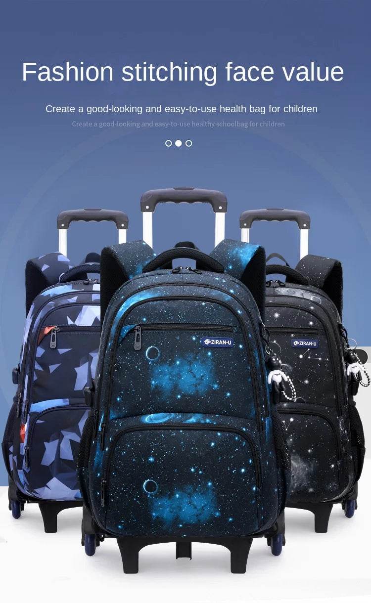 Children School bag with wheels school backpack On wheels School Trolley backpacks bags for boys wheeled School Rolling backpack - AIAZ