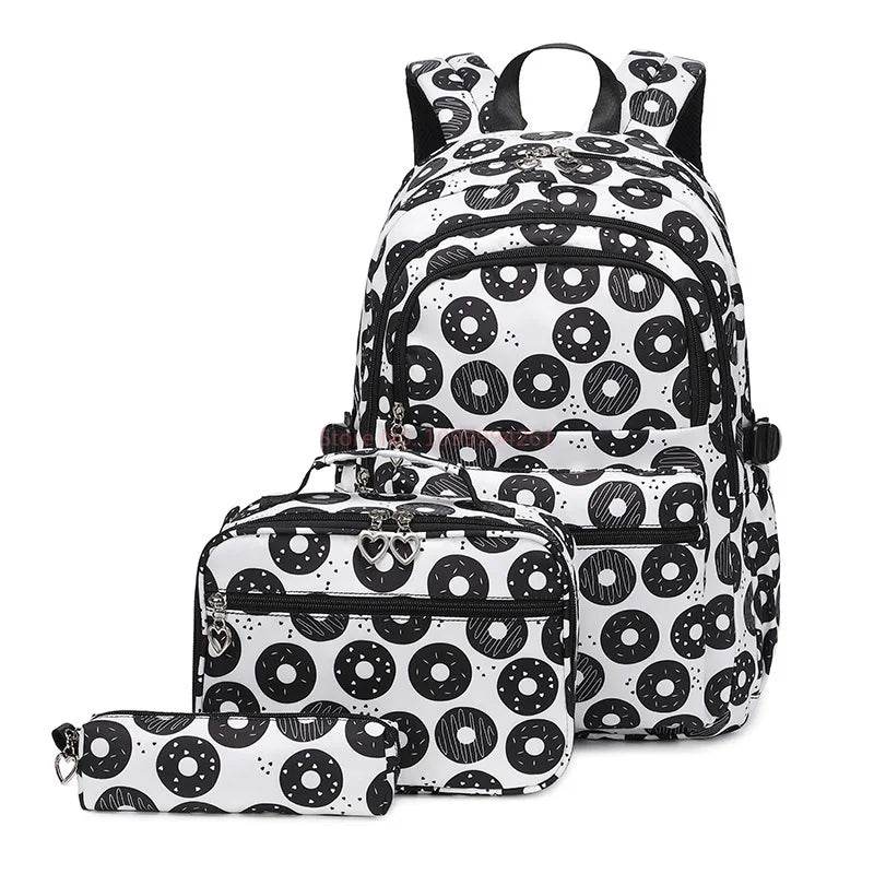 2025 New 3 Pcs Sets Student Schoolbag Girls Fashion Leisure Large Capacity Backpack Junior High School Shoulders Backpack - AIAZ