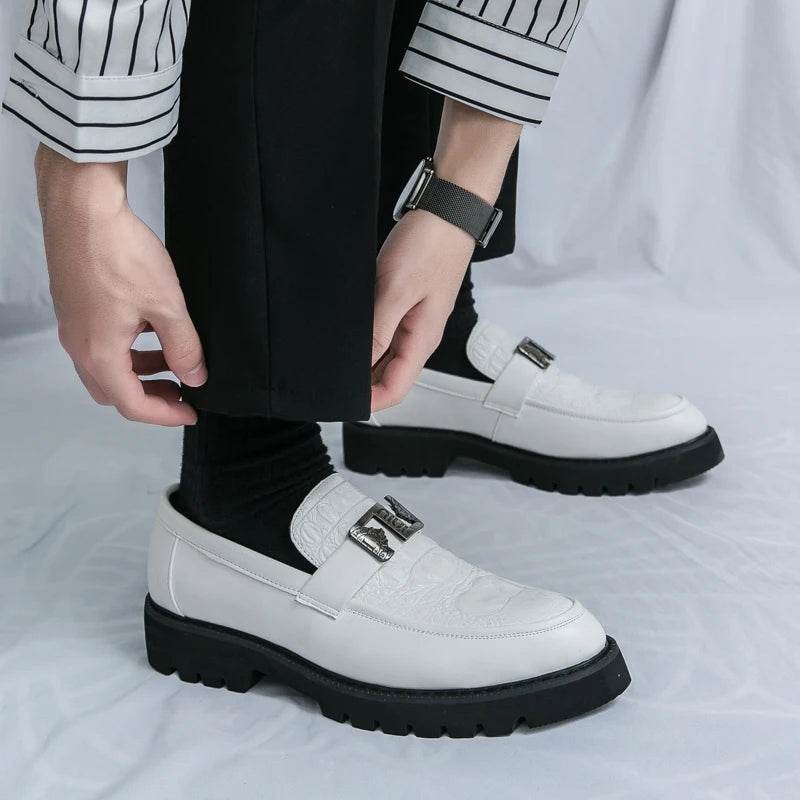 2025 men's party and business loafers, thick-sole men's formal thick-sole shoes, comfortable slip-on fashion casual shoes - AIAZ