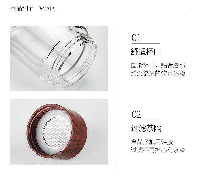 High Quality Double Glass Water Bottle With Case Tea Drink Bottle Infuser Tumbler Drinkware Waterbottle Eco-Friendly - AIAZ