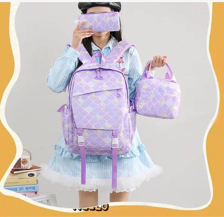 3Pcs/set Gabby Dollhouse Colorful Backpack With Lunch Bag for Girl Boy Student Teenager Rucksack Women Casual School Bags Set - AIAZ