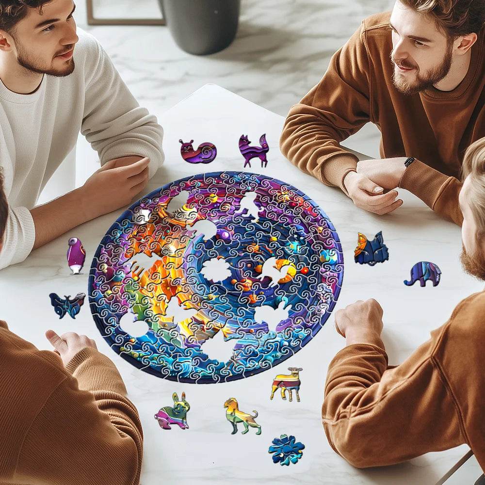 A Space Themed Wooden Puzzle Suitable For Adults - Challenging Irregular Shaped Intellectual Puzzle, Environmentally Friendly - AIAZ