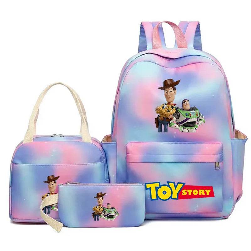 Toy Story Colorful Backpack Set With Tote and Pouch Large Capacity Lightweight And Breathable Outdoor Knapsack School Bags - AIAZ