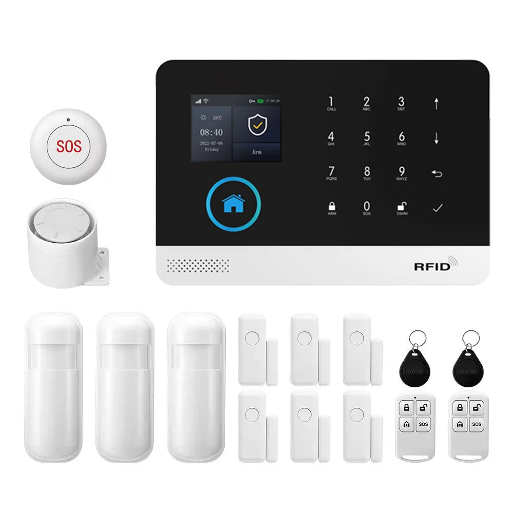 PGST WiFi GSM 2G Tuya Smart Life Home Alarm Security System Kit Alexa Automation Alarm Security Protection Door Motion Detector