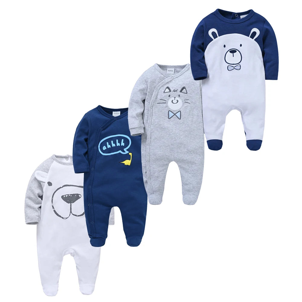 3/4 Pcs a lot Kavkas Baby Boy Rompers Newborn Cotton Girls Clothes Long Sleeve Summer Soft Jumpsuit O-neck 0-12m Onesie Clothing