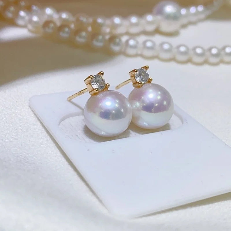 SGARIT Real S925 Sterling Silver Earrings Bright Edison Pearl Earrings Women Luxury Jewelry Perfectly Round