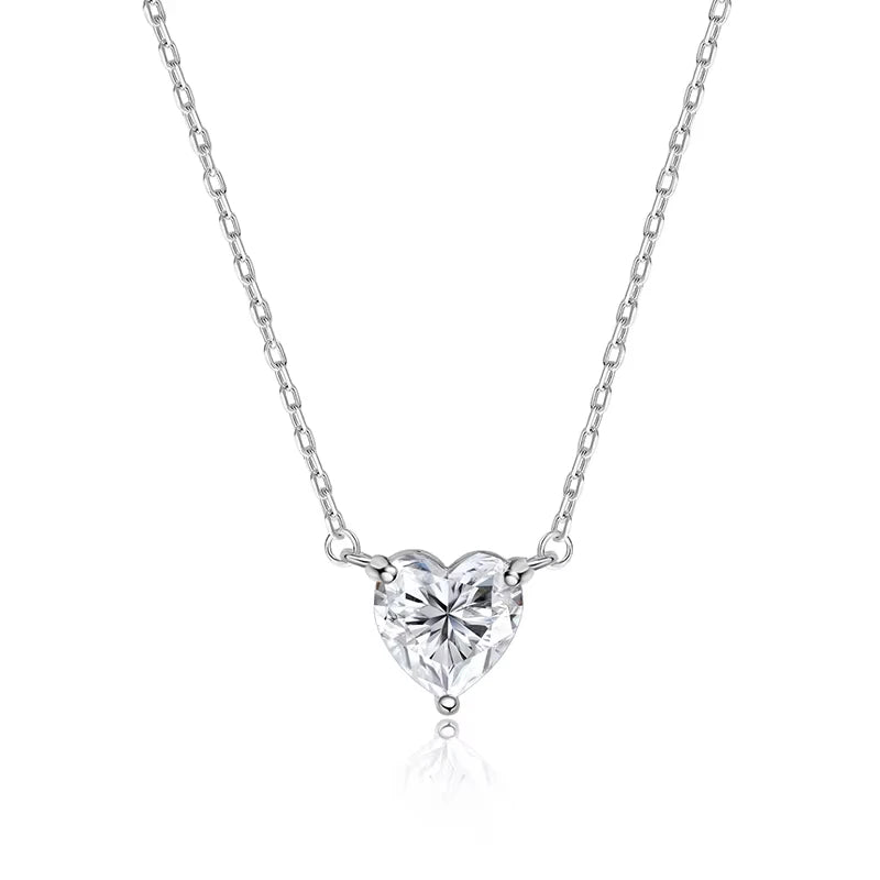 WSHUO 1/2/3ct Heart Cut Moissanite Pendant Necklace S925 Pure Silver Plated 18K Gold Women Necklace jewelry Gift GRA Certified