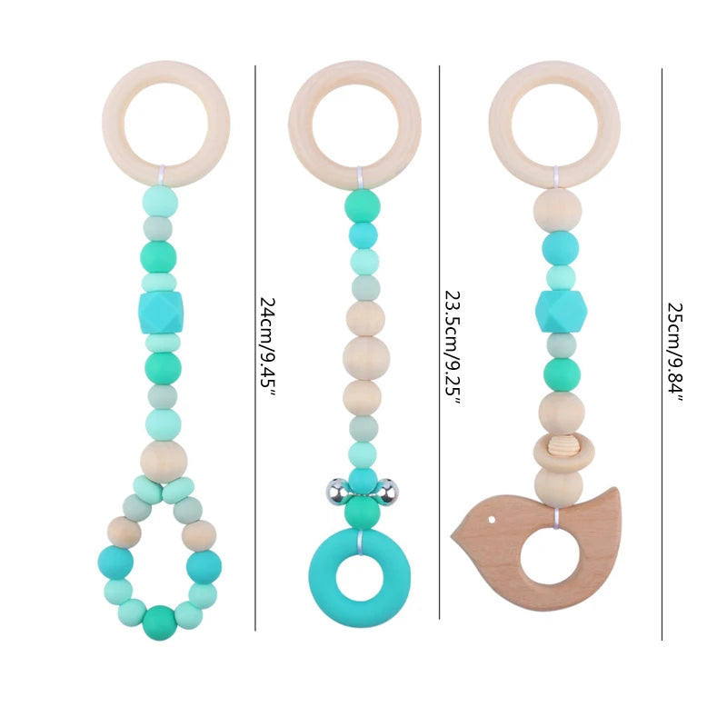 3/4Pcs/Set Nordic Cartoon Baby Wooden Rabbit Ear Toy Pendant Gym Fitness Rack Ornament Toddler Infant Room Decorations