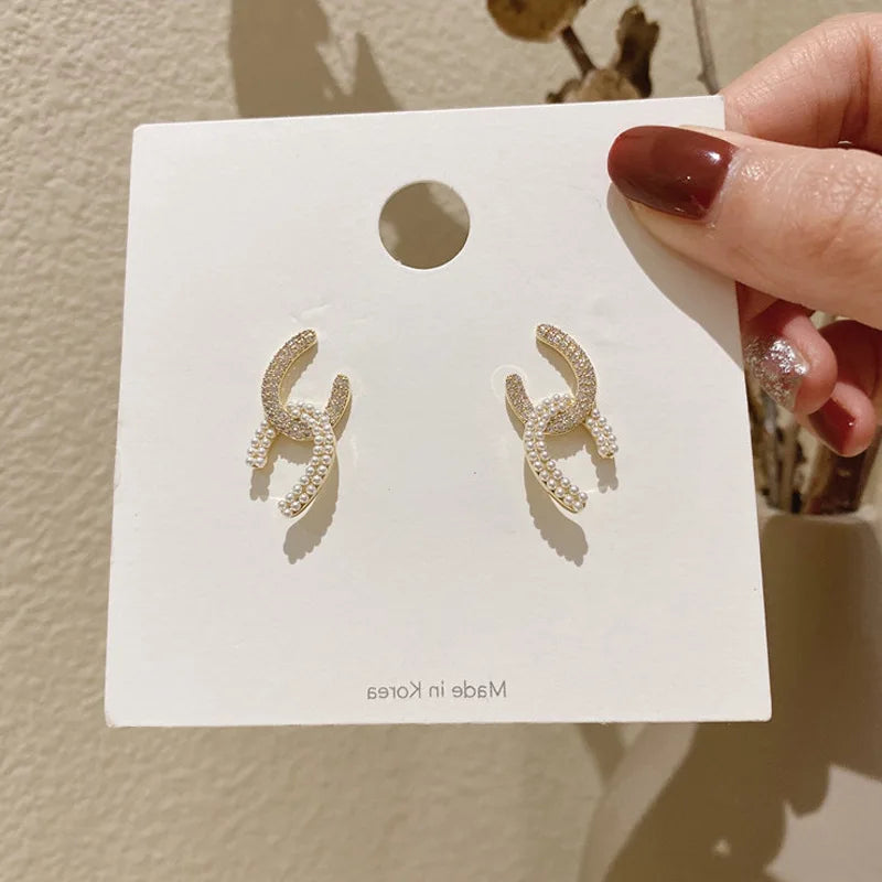 New High-end Atmosphere Decoration Shine Fashion Women Temperament Personality Exaggerated Earring Wedding Jewelry Birthday Gift