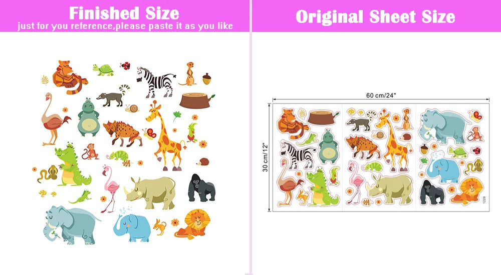 Funny Animals Bird Swinging Wall Stickers Kids Room Decoration Diy Cartoon Monkey Giraffe Lion Mural Art Pvc Posters Home Decals