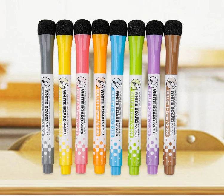 1 Set School Classroom Supplies Magnetic Erasable Whiteboard Pens Markers Dry Eraser Pages Children's Drawing Pen Board Markers - AIAZ