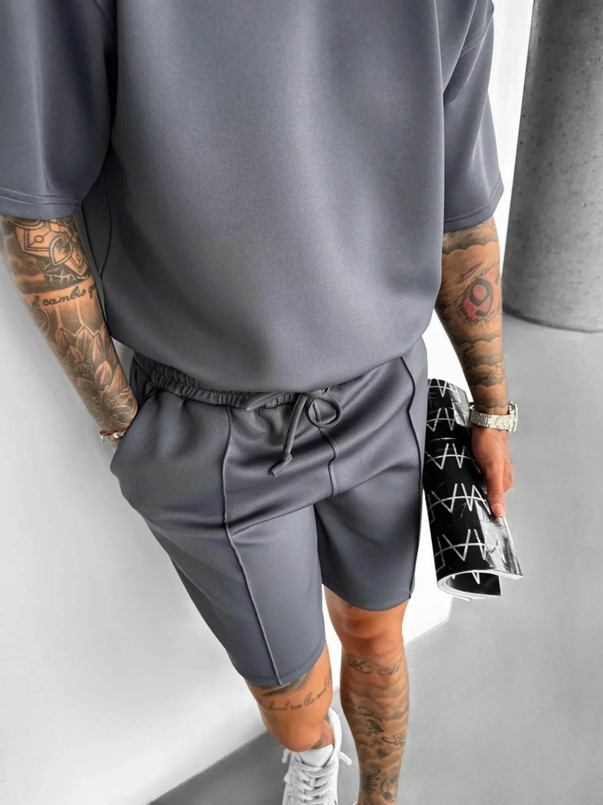 Men 2025 summer fashion sports design sense simple casual solid color quick drying short-sleeved T-shirt trend clothes - AIAZ