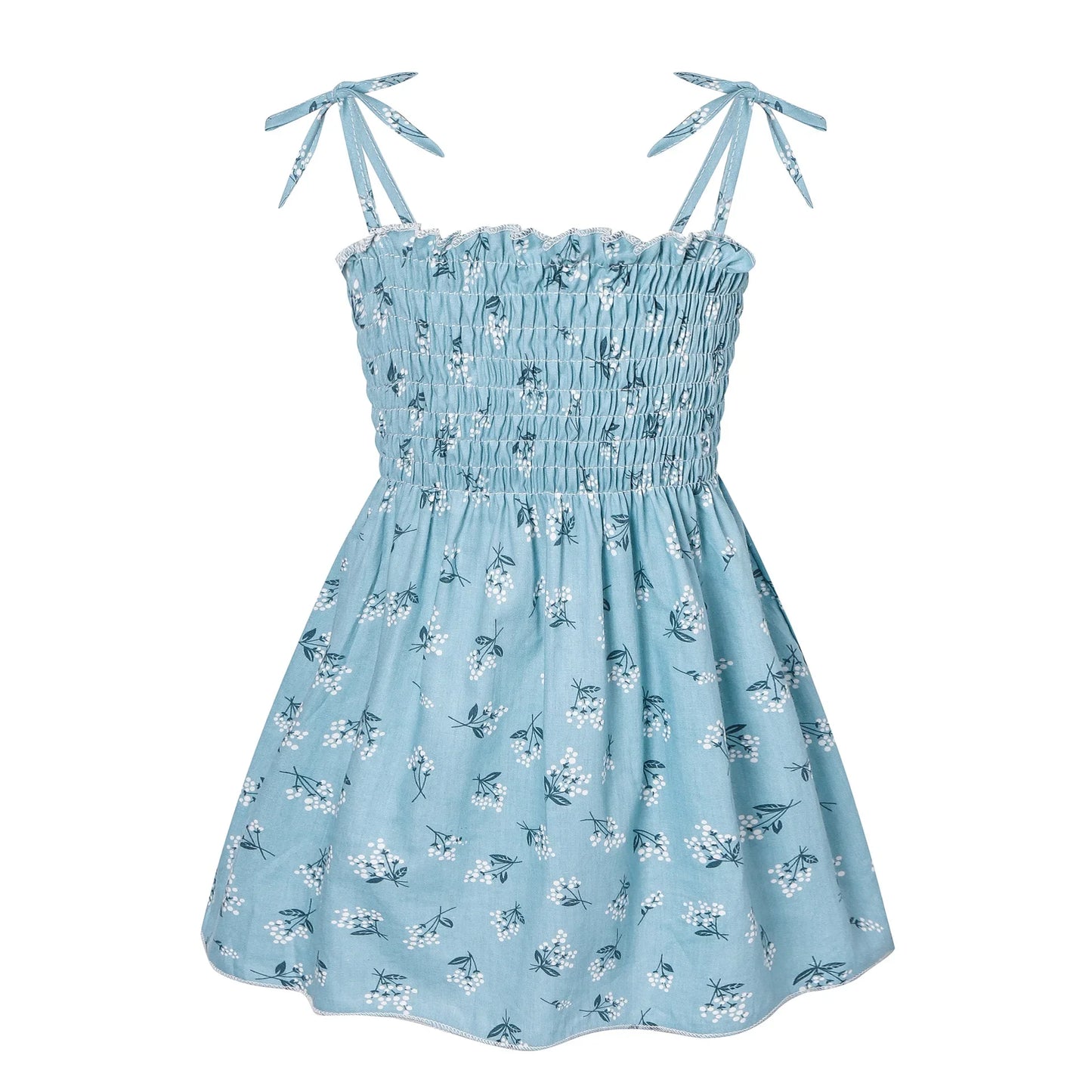 ‌2025 Summer Girls Princess Beach Dress Strapless Floral Print Sleeveless Party Wear Toddler Solid Color Casual Fashion 1-6Y