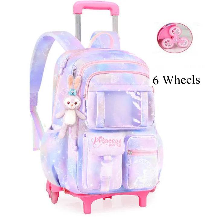 School Rolling backpack Bags school wheeled backpack for girls kids School trolley bag for girls school bag wheels for girls - AIAZ