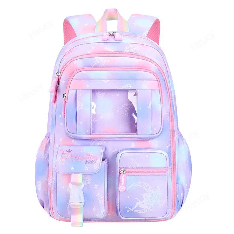 School Backpacks for Girls Child Cute Candy Color Shoulder Bag with Large Capacity Side-Open Backpack - AIAZ