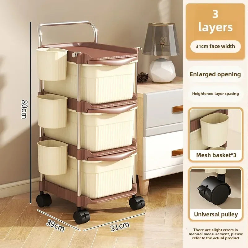 Small Cart Storage Rack, Snack Storage Rack, Multi-layer Storage Cabinet, Drawer Style Movable Baby Product Storages Rack