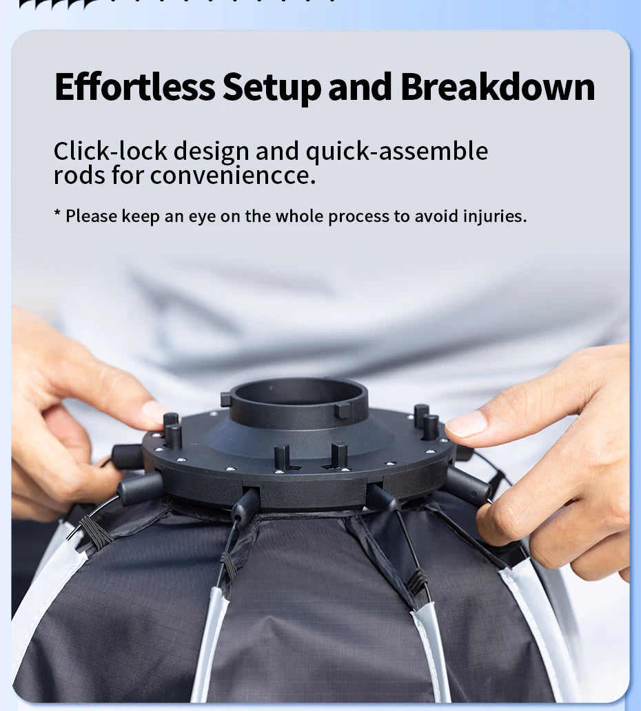 Ulanzi AS-D30 30cm Octagonal Softbox Quick Pack Light Box with Mini Bowens Mount for 40W COB Video Light