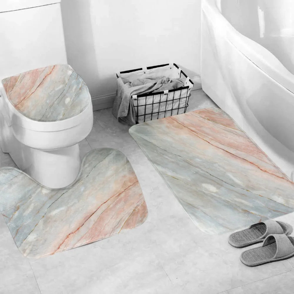 Pink Crack Shower Curtains Fashion Bathroom Curtain Bath Sets Toilet Cover Mat Non-Slip Washroom Rug Set Modern 180x180cm Hot