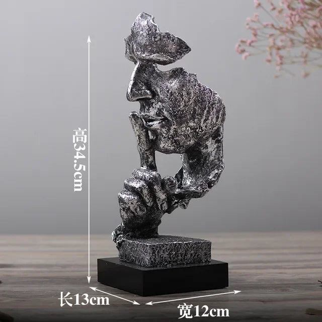 Bronze Silence Is Golden Statue Ornaments Abstract Figure Sculpture Resin Crafts Creative Interior Home Decor Modern Figurines