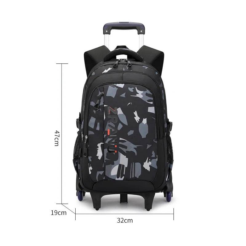 School Rolling backpack bag School Bags with wheels Student wheeled Backpacks for boys Children School Trolley Bag Waterproof - AIAZ