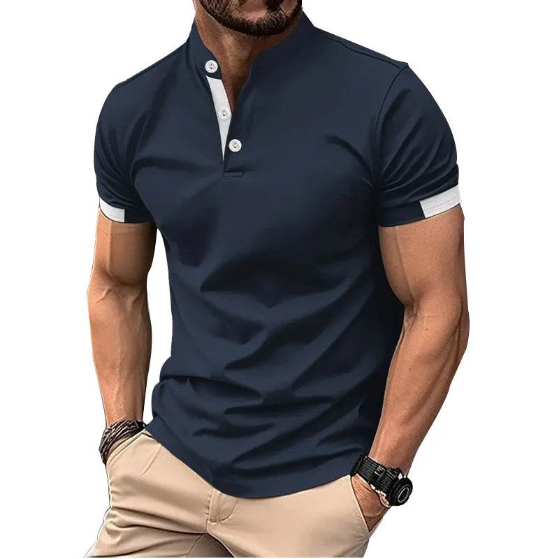 Men Clothes Spring Summer Short Sleeve Print Polo Shirt Fashion Casual Stand Collar Polo Shirt 100% Polyester Quick Drying Tops - AIAZ