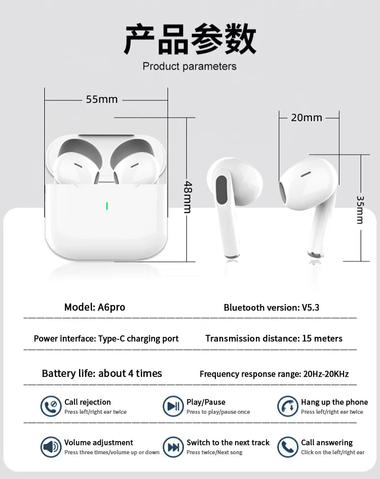 Original AIR ANC Noise Reduction Bluetooth Earphones Microphone wireless earbuds TWS Long battery life Pod Spatial Audio PRO