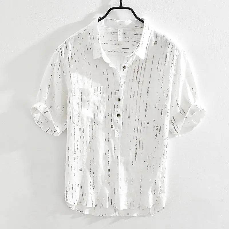 Summer Men Clothing 2025 New Fashion Casual Versatile Shirt Short-sleeved Top Loose Printed Thin - AIAZ