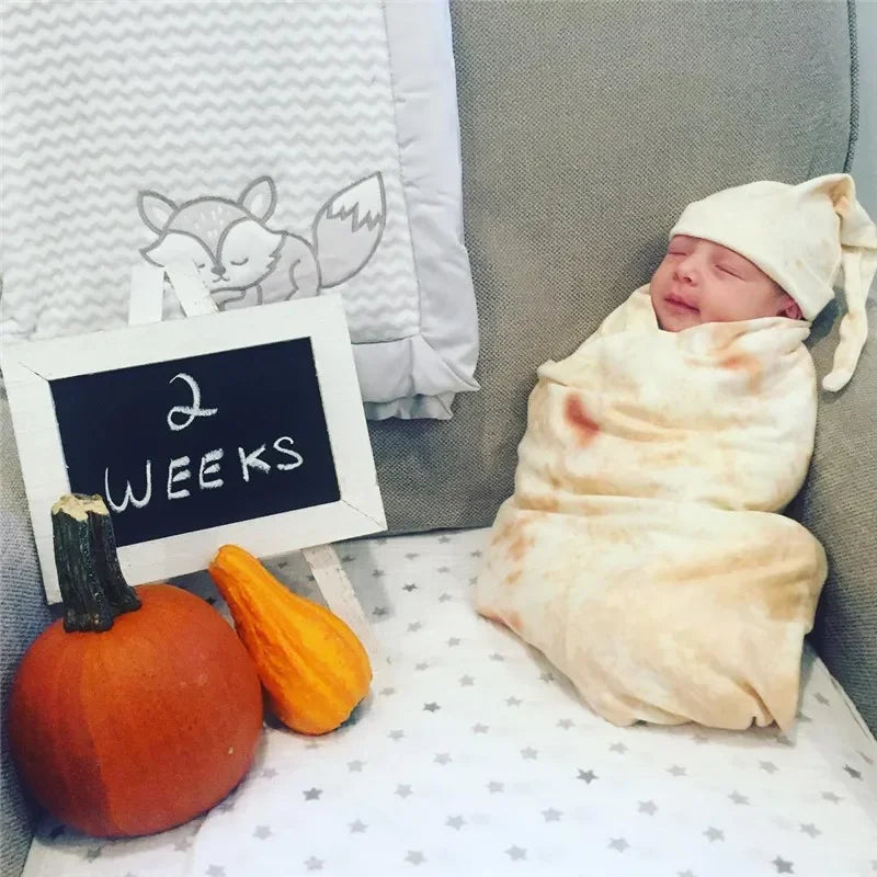 Burrito Baby Blanket Swaddle Flour Tortilla Swaddle Blanket Sleeping Swaddle Wrap With Hat