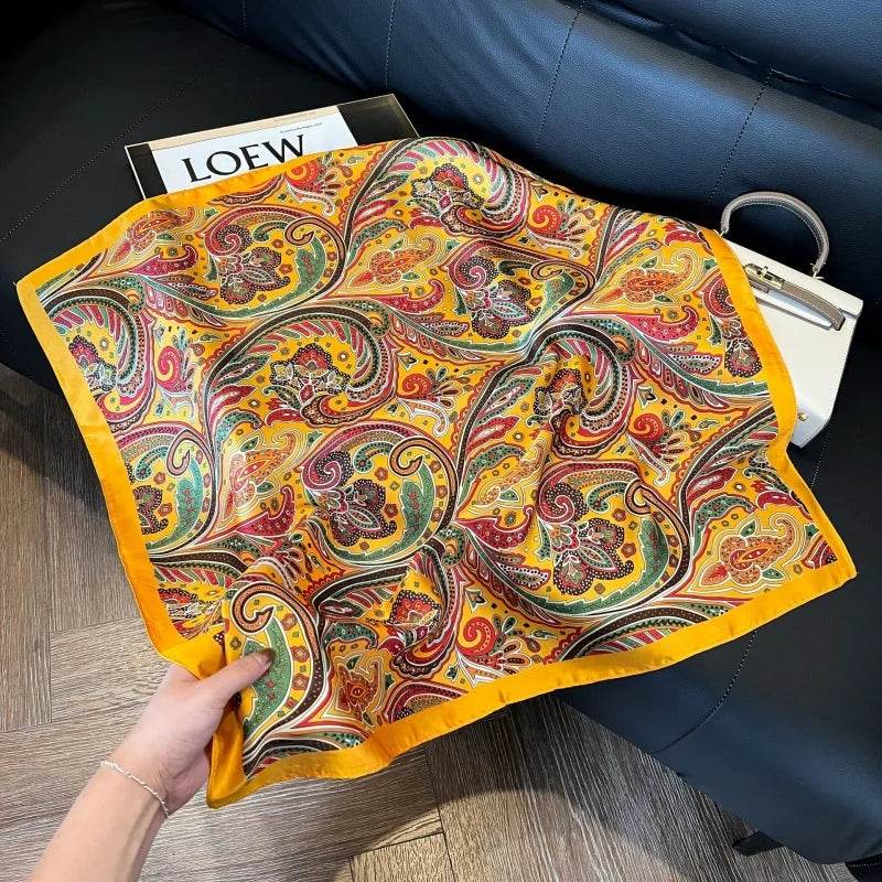 2024 New Leopard Print Square Scarf Women's Imitation Silk Scarf Casual Versatile Decoration Small Neck Scarf 70CMx70CM - AIAZ