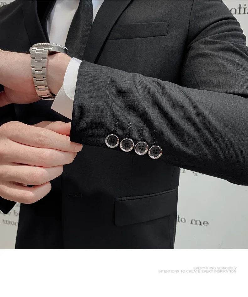 Suit (Blazer+ Vest + Pants) Men's Business Gentleman Fashion Slim Work Solid Color Plus Size Fair Dress Wedding Best Man Suit - AIAZ