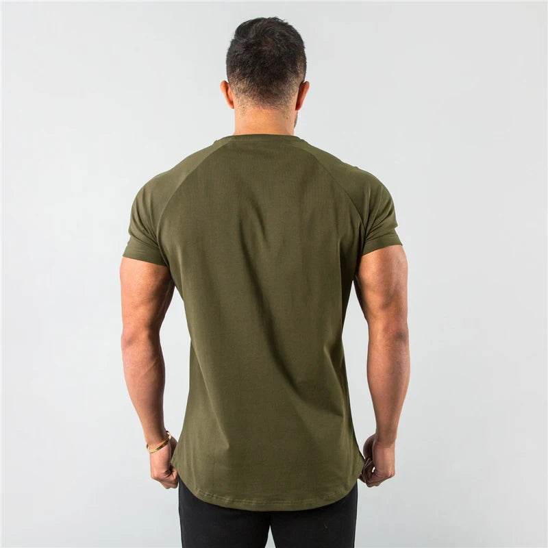 New Fashion Plain Tops Tees Fitness Mens T Shirt Short Sleeve Muscle Joggers Bodybuilding Tshirt Male Gym Clothes Slim Fit Shirt - AIAZ