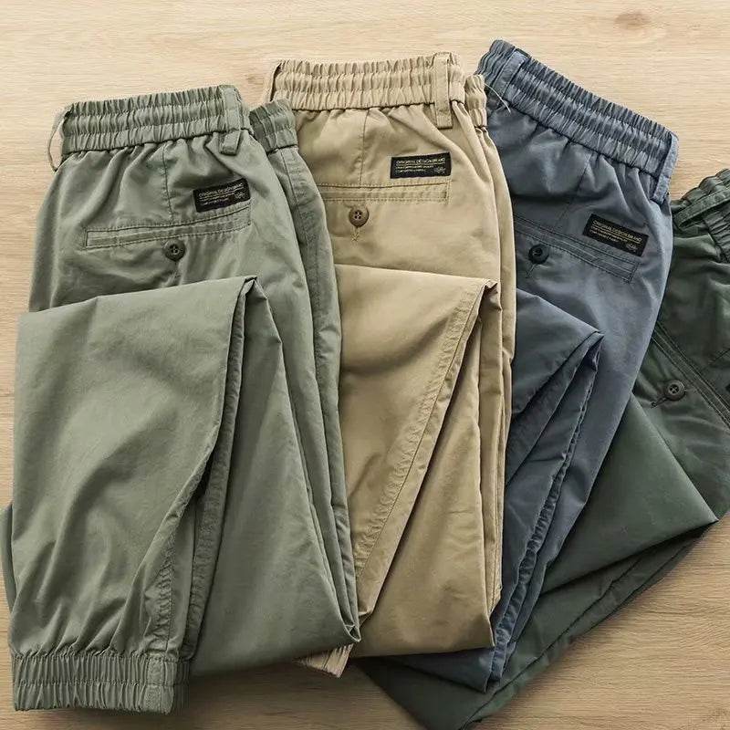 Trendy Men Pants Soft Fabric Multi Pockets Elastic Waist Spring Summer Cargo Pants Wear-resistant Jogger Trousers Simple Clothes - AIAZ