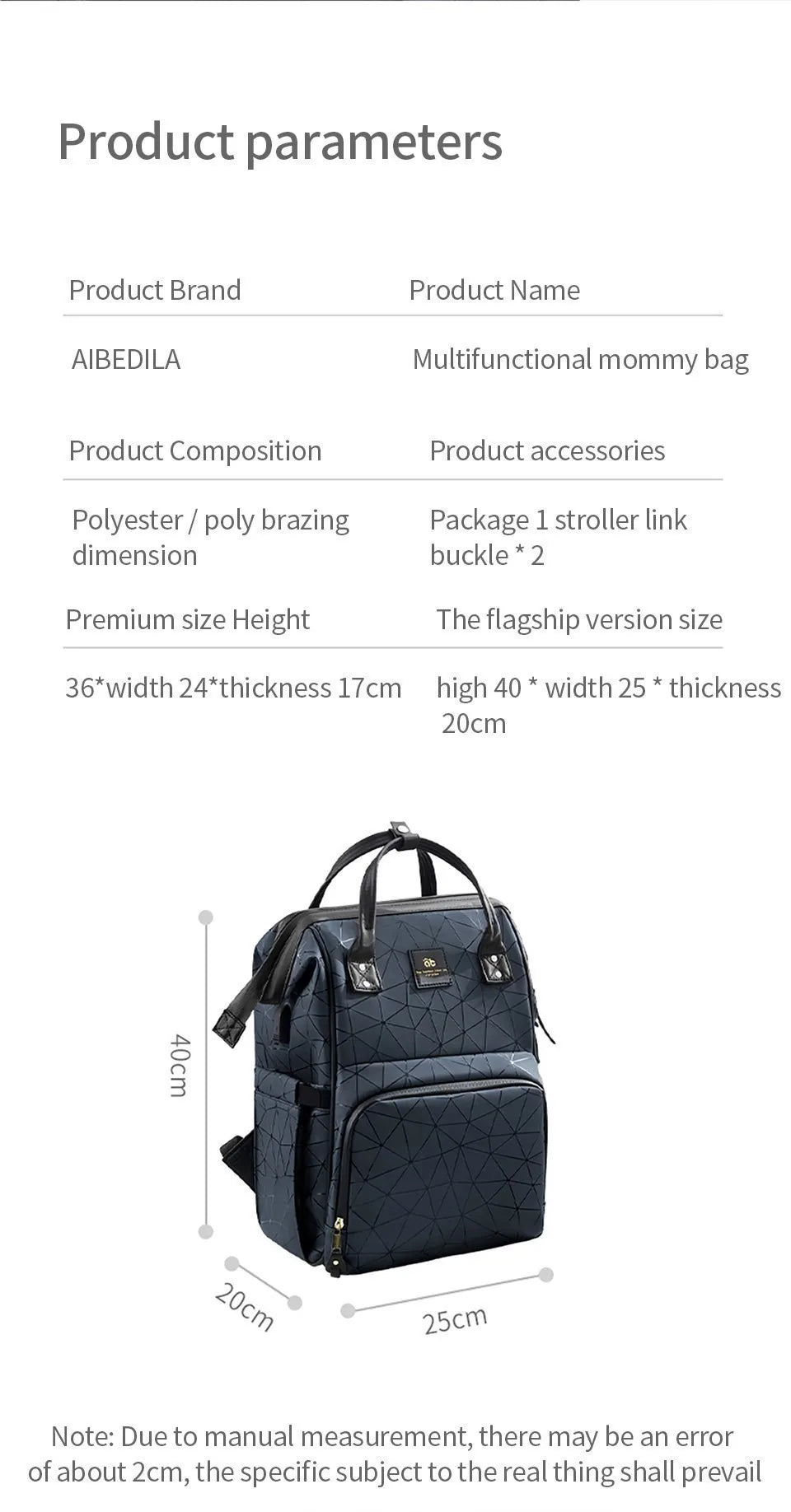 AIBEDILA Mommy Bag Waterproof USB Large-capacity Baby Backpack Female Mommy Outting Bag Mummy Bag Baby Bags for Mom Diaper Nappy
