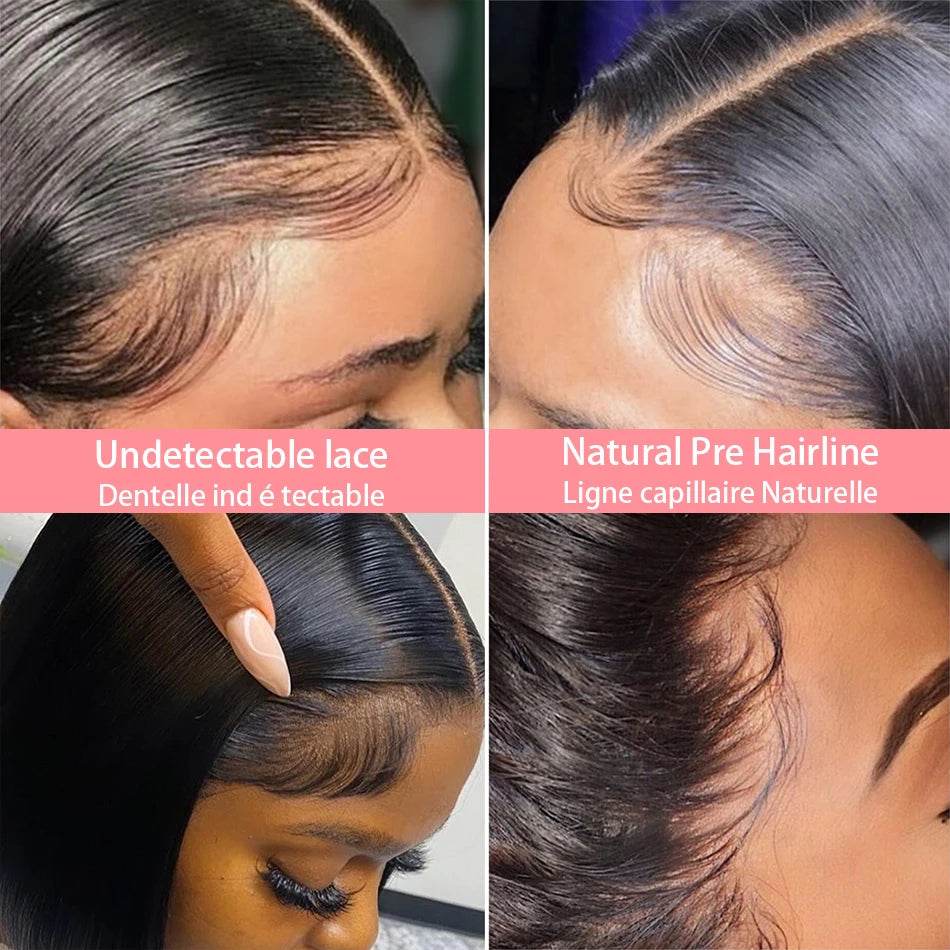 13x4 Straight Lace Frontal Bob Wig Human Hair Transparent 100% Human Hair 4x4 Lace Closure For Women Brazilian Wig 12 14 16 Inch - AIAZ