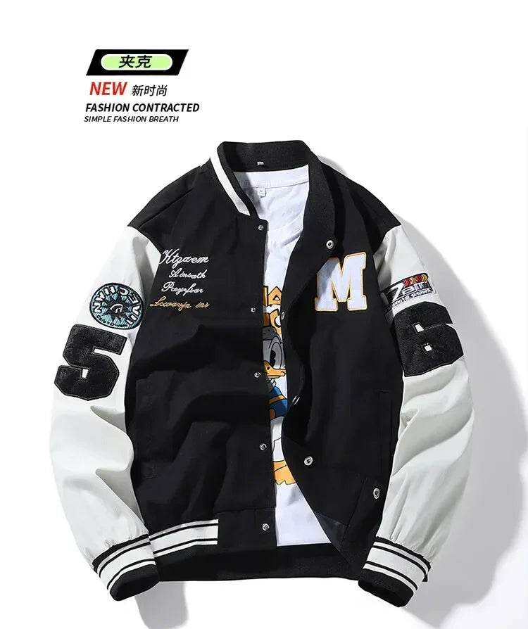 Mens Clothes Loose Fashion Baseball Uniform Outdoor Biker Travel Coat Men Loose Jacket Sportswear Motorcycle Jacket Men's Coat - AIAZ