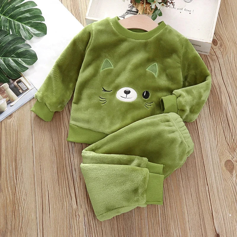 Children's Pajama Sets Bear Tops + Pants 2Pcs Kids Pajamas Winter Girl Clothing Sets 2 To 6Years Children Clothes Boys Sleepwear
