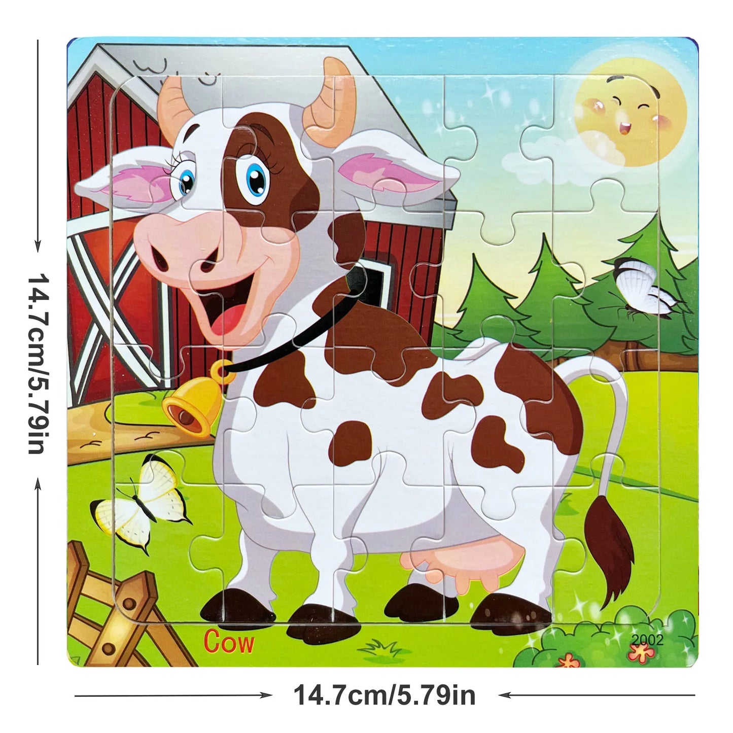 1pc 14.7cm/5.79in Wooden Jigsaw Puzzle Transportation Vehicle Marine Animal Style Puzzles Game Kids Educational Toy for Children