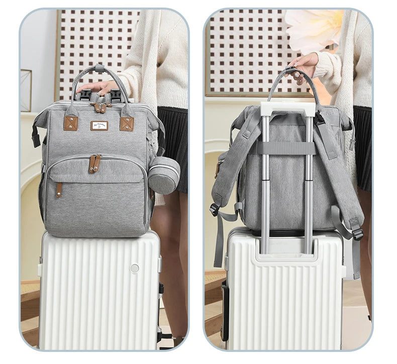 Fashion Mommy Diaper Bags with Diaper Pad Nursing Bags Maternity USB Multifunctional Portable Large Baby Stroller Hanging Bag
