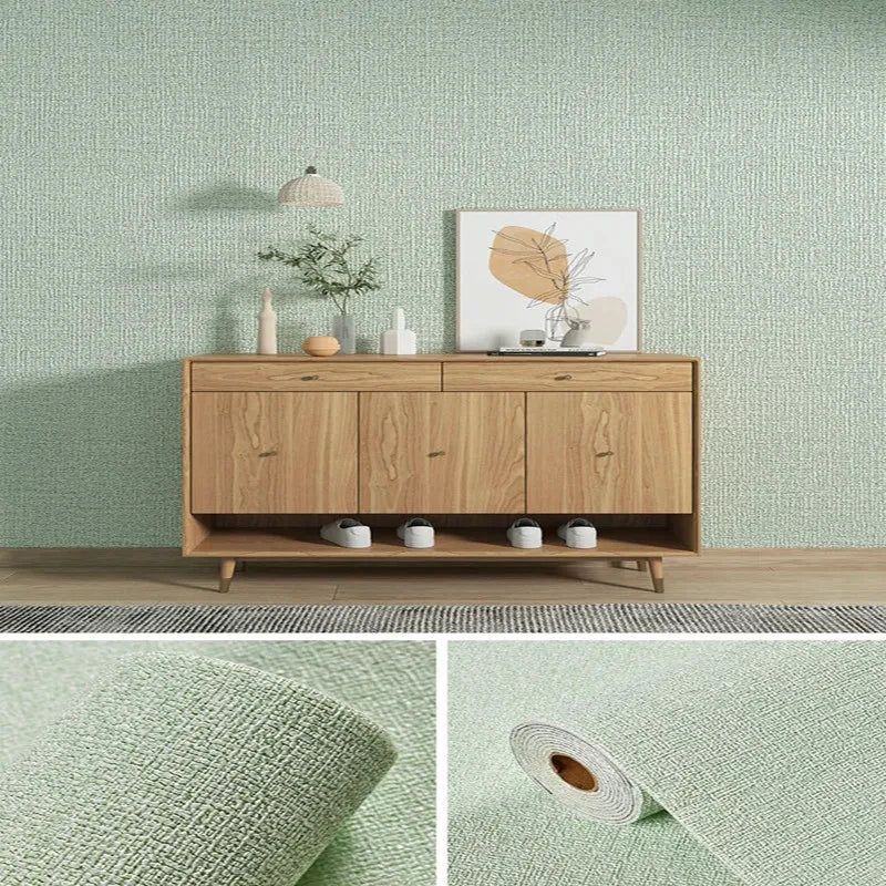 Linen 3D Foam Self-adhesive PVC Solid Color Thickened Waterproof Background Wall Renovation Wallpaper Wall Stickers Home Decor
