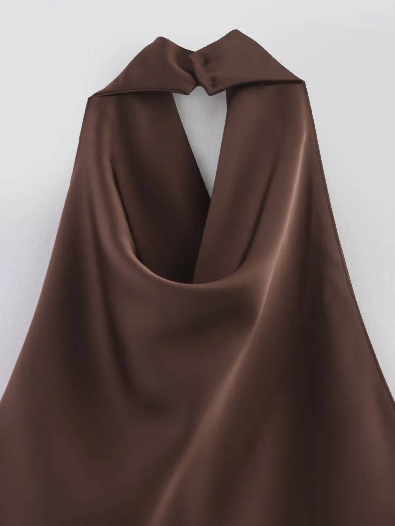 Women Stain Tops Sexy Summer Backless Slim Camisole Boat Neck Ties Side Zipper Female Chic Elastic Tops - AIAZ