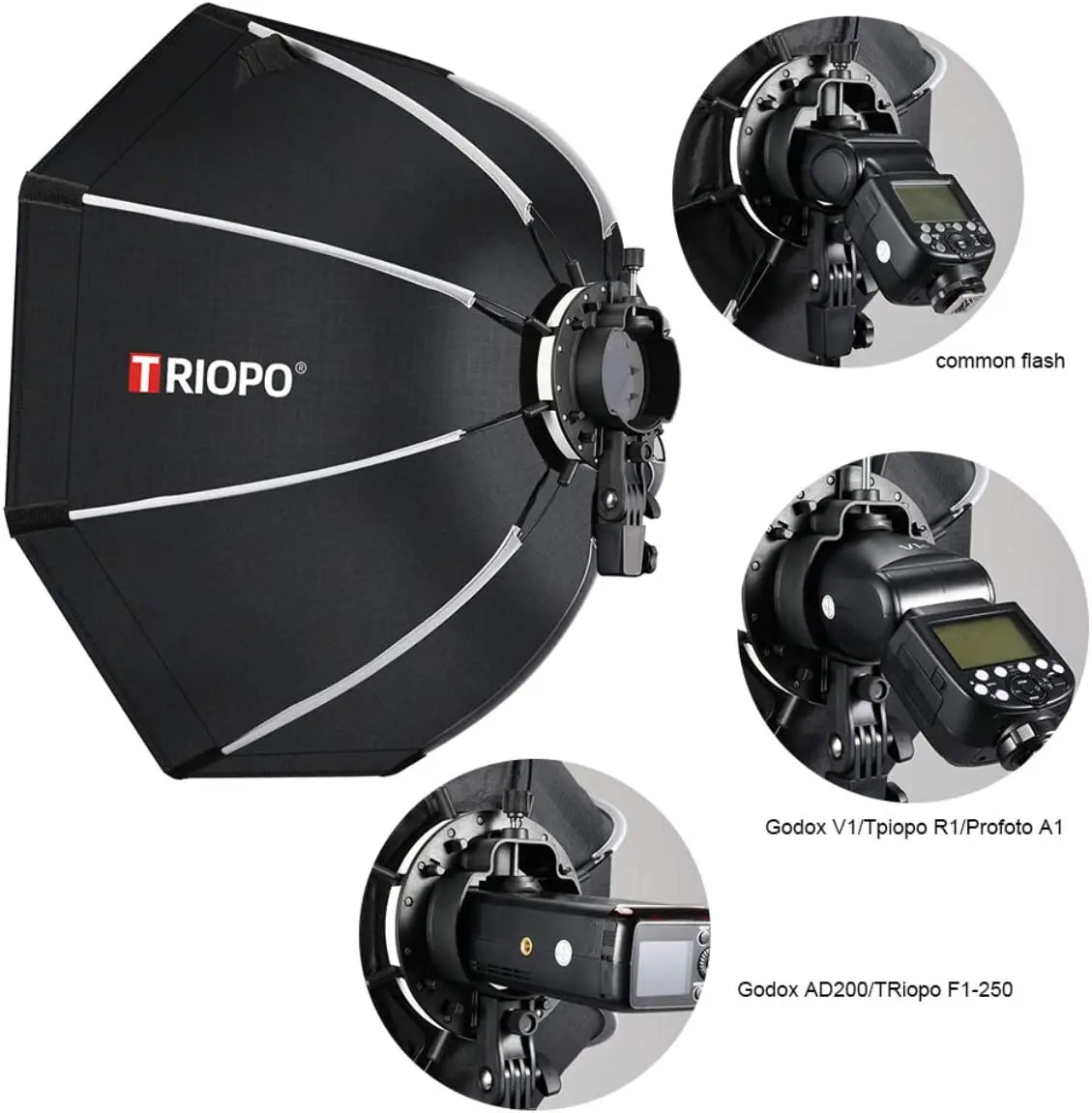 TRIOPO 55cm 65cm 90cm 120cm Foldable Octagon Softbox Tripod Grip for Godox V860III V1 AD200Pro Yongnuo Speedlite Flash Light