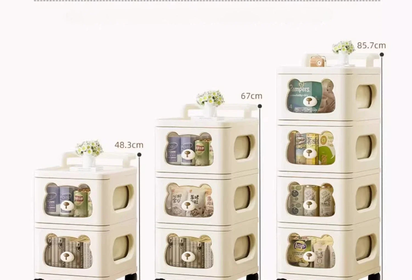 Household handcart baby snack toy storage rack, multi-layer drawer style storage rack, movable storage cabinet
