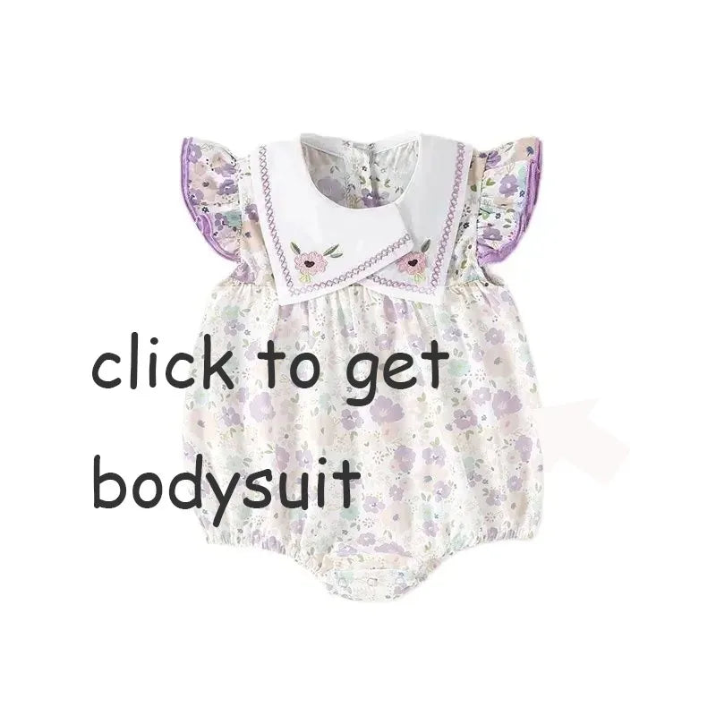 2025 Summer Girls Bodysuits Full Of Cherry Print Toddler One Piece Sweet Flying Sleeve Girls Clothes