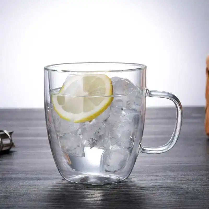 Double Wall High Borosilicate Glass Mug Heat Resistant Tea Milk Lemon Juice Coffee Water Cup Bar Drinkware Lover Gift Creativity