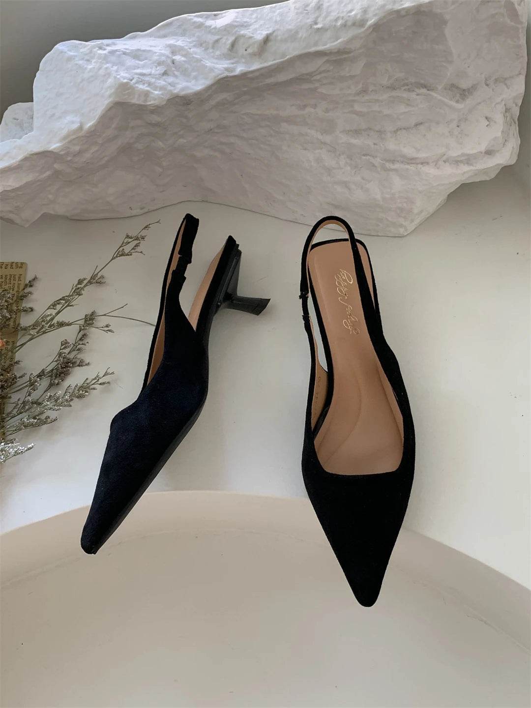 Bailamos Women Sandals Pointed Toe Elegant Low-heel Shoes Summer Fashion Slingback Woman Mules Shoes Pumps Dress Shoes - AIAZ