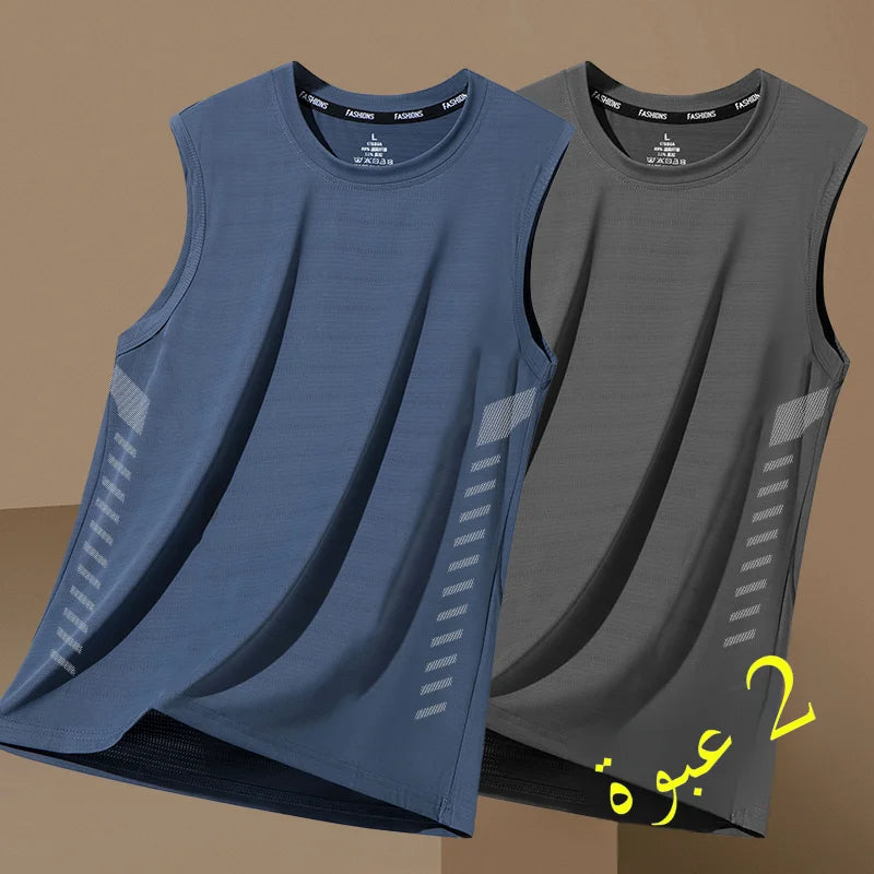 Men's Summer New Sle Qui Dry Sport Vest Loose Ice Silk Svel T-irt Fitn Training Running Baskeall American Sle