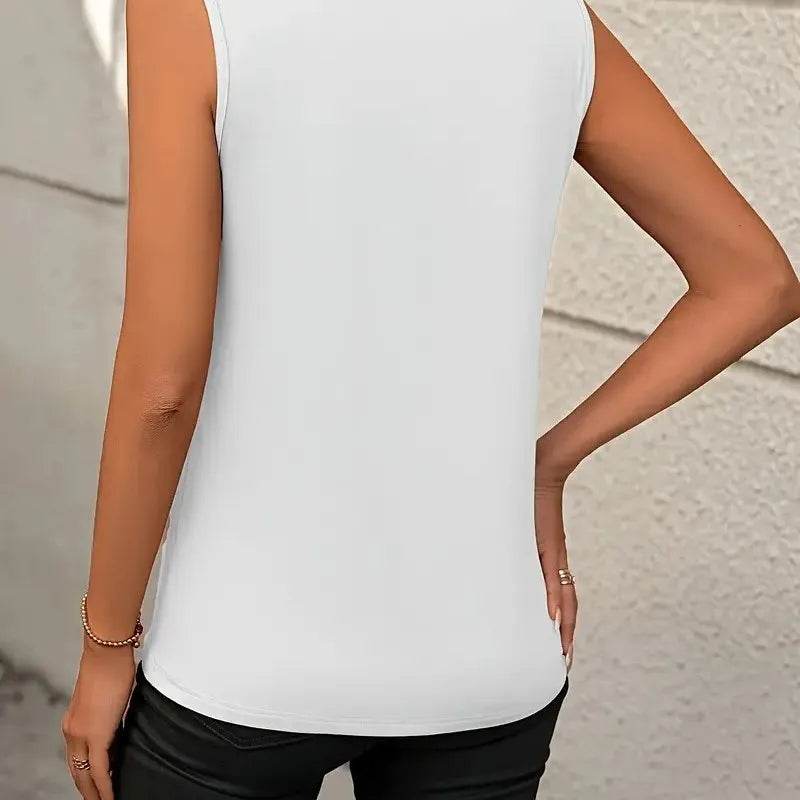 Women's Tank Top 2024 Summer Casual Splicing Cotton O Neck Loose Elegant Sleeveless Tops Women T Shirt Blusa Streetwear Clothing - AIAZ